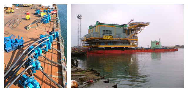 CDATA[Sykes Pumps have great experience in helping energy providers to transport their offshore structures to their permanent locations once the build has been completed on-shore.
Recently 42 GP150 pump-sets were used to load out a 2100 ton substation platform from Hartlepool to it’s permanent site close to the Suffolk coastline, for a large gas and oil production company.
Having been providing pumping solutions for over 150 years, Sykes Pumps are perfectly positioned to assist with offshore load out projects. For more information please visit www.andrews-sykes.com/pumps
![Sykes Pumps depolyed 42 GP150 Pumps to assist the load out from Hartlepool