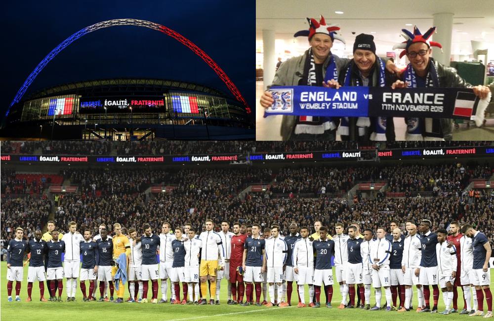 CDATA[Last night staff from both our French and English depots had the pleasure of coming together to watch the England v France game at Wembley. The game itself, however, marked more than just a friendly between competing teams.
The typical pre-game traditions were put on hold as both French and English supporters paid tribute to the events of last Friday in Paris. Wembley was lit up in France’s colours and the famous arch was illuminated to replicate the French Tricolore flag in blue, white and red. France’s motto of “Liberté, Egalité, Fraternité” (Freedom, Equality and Brotherhood) was then displayed on the stadium’s entrance.
Amongst the spectators were the Duke of Cambridge and David Cameron and wreaths were laid along the side of the stadium by Prince William and both England and France’s football managers, Roy Hodgson and Didier Deschamps.
![Unity England vs France