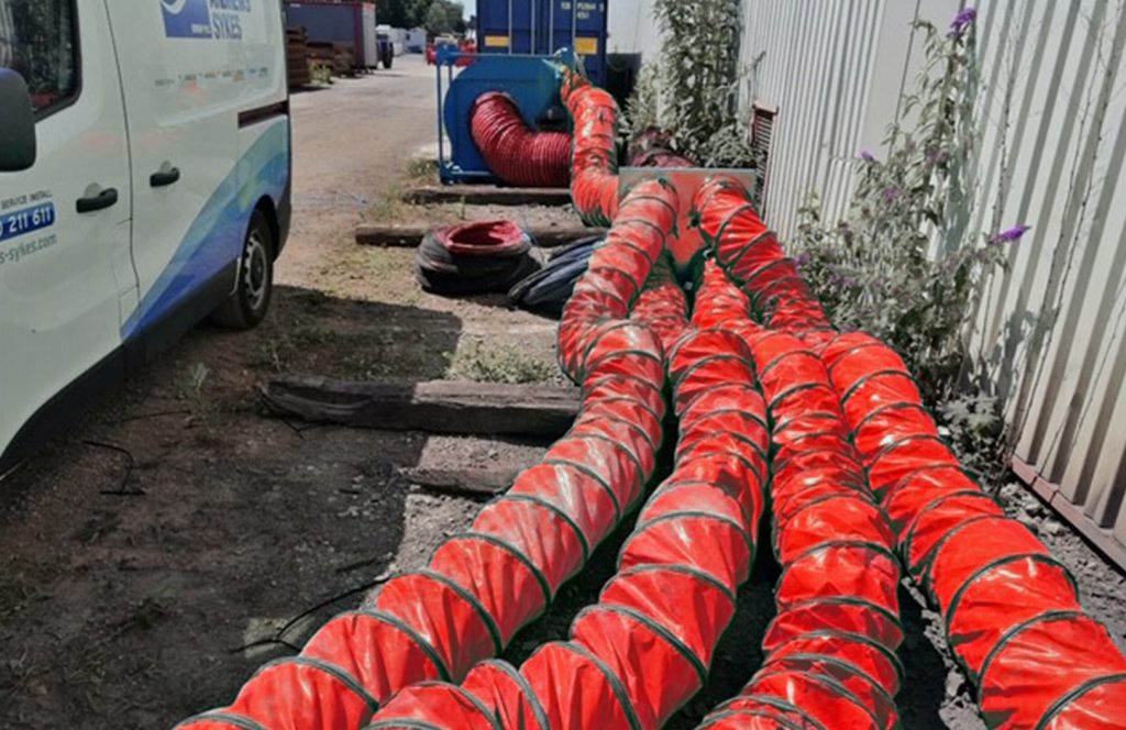Sykes ventilation hire solution safeguarding structural engineers on-site Ventilation hire equipment protecting structural engineers in confined space
