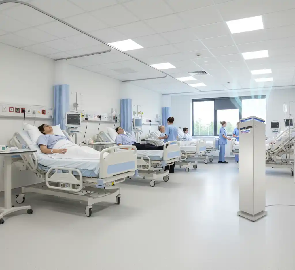 High-performance AP103 Air Purifierair cleaner deployed in a hospital ward.