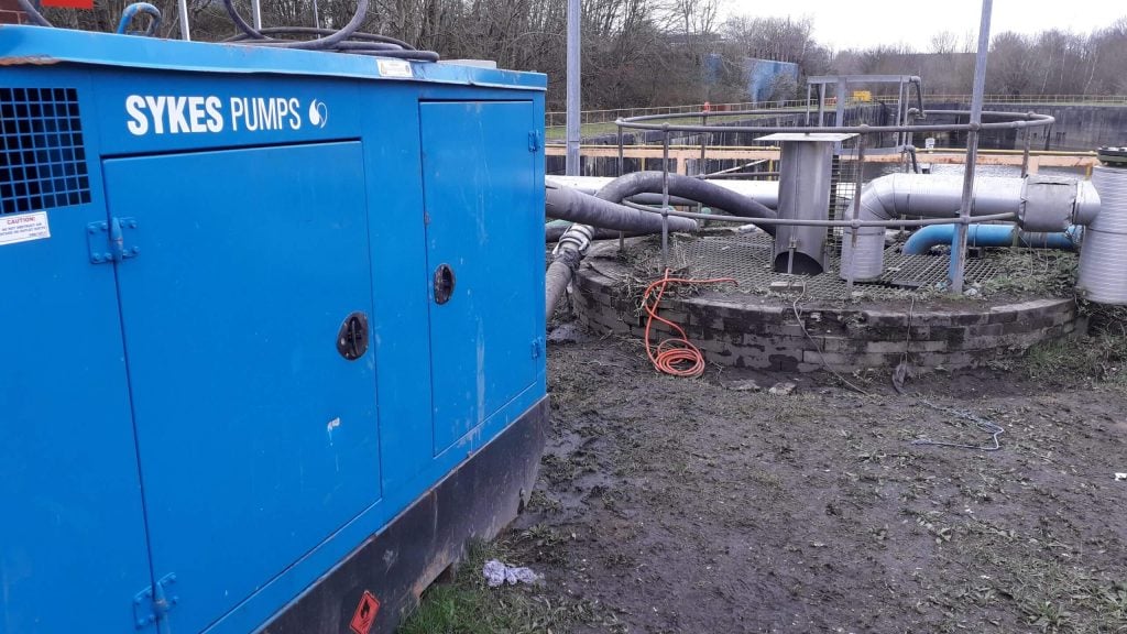 Sykes Pumps' Super Wispa units deployed for temporary overpumping on construction site