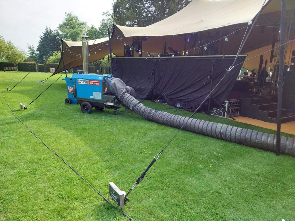 We provide temporary marquee heating for outdoor events and parties