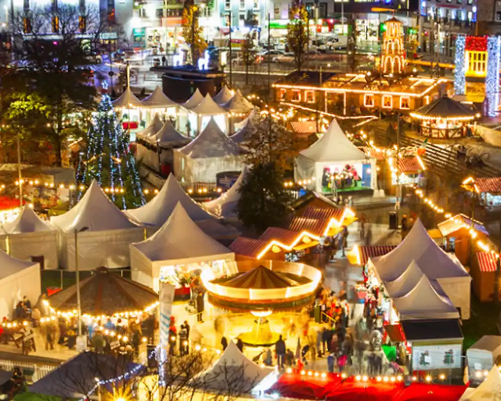 Specialist marquee heating hire supporting a large winter event, delivering reliable, high-capacity temporary heating across multiple event structures.