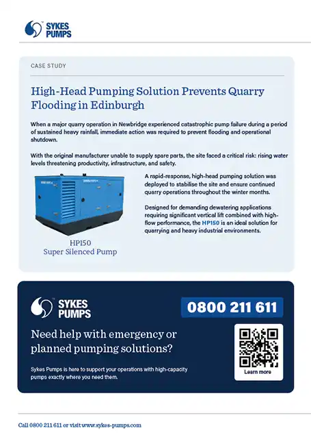 Second page of Sykes Pumps Solution Prevents Quarry Flooding During Peak Winter Rainfall