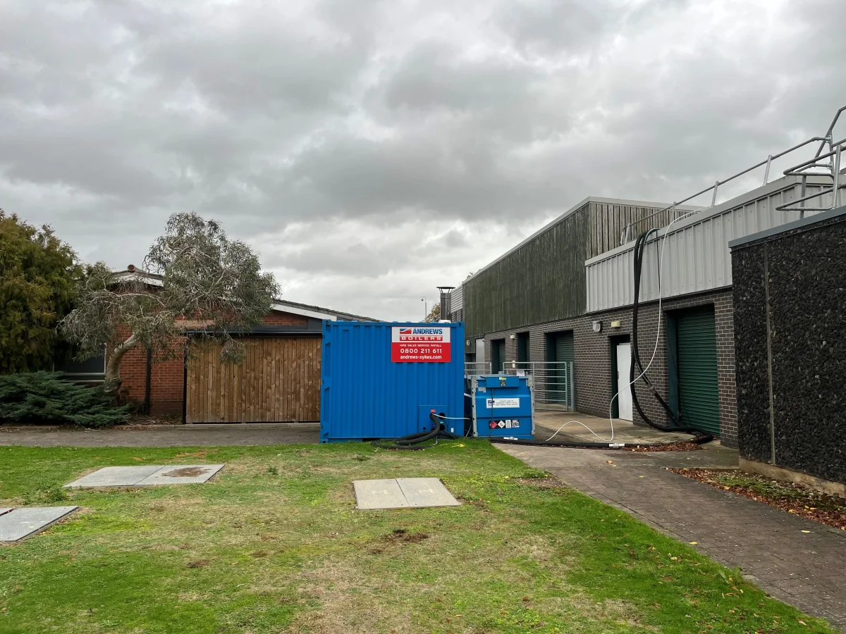 300kW and 500kW temporary boilers installed by Andrews Boilers at a leading university